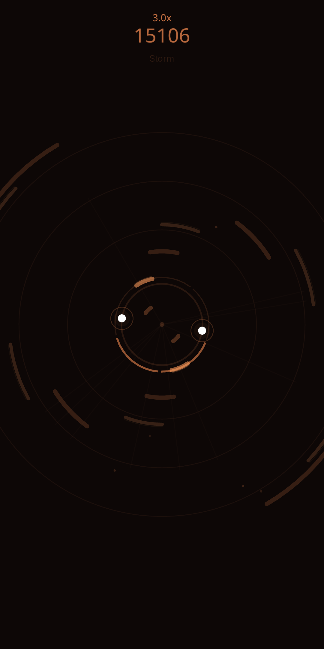 Late-phase Orbit gameplay with a dense ring of obstacles and a 1.8x multiplier.